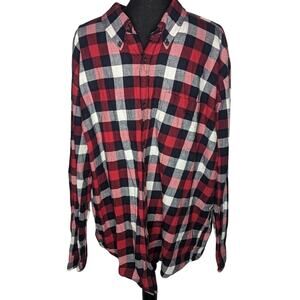 Foundry Red Plaid Long-Sleeve Flannel Shirt – Size 2XL